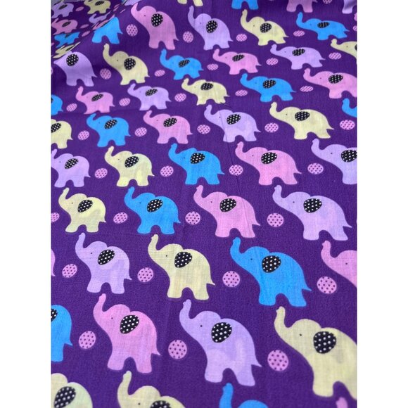 Purple Cotton Fabric Colorful Polka Dot Elephants Dots 21" x 44" Craft Sewing Ma - Picture 4 of 10